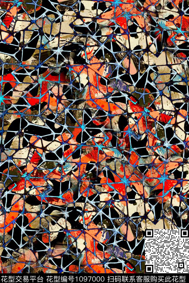 抽象几何纹理数码印花华亿平台下载（图片编号: 1097000） - 瓦栏（Walan）