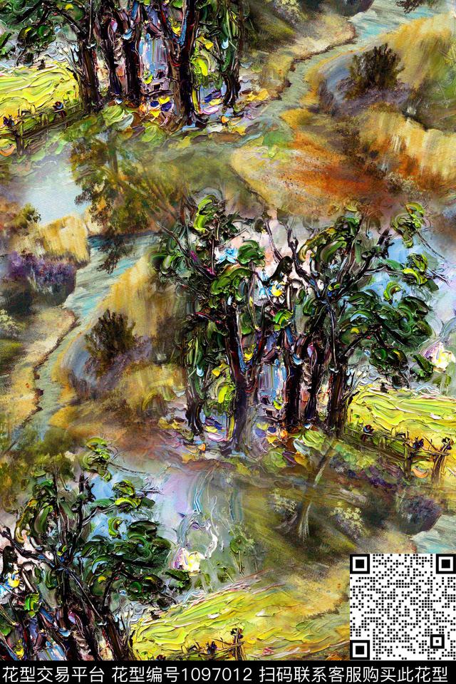 风景景观油画华亿平台数码印花华亿平台下载（图片编号: 1097012） - 瓦栏（Walan）