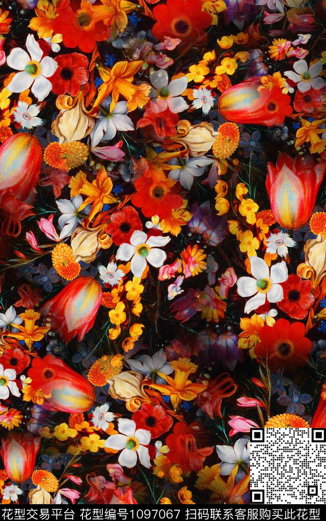花卉写实花卉油画华亿平台数码印花华亿平台下载（图片编号: 1097067） - 瓦栏（Walan）