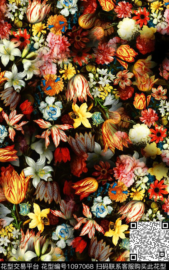 花卉写实花卉油画华亿平台数码印花华亿平台下载（图片编号: 1097068） - 瓦栏（Walan）