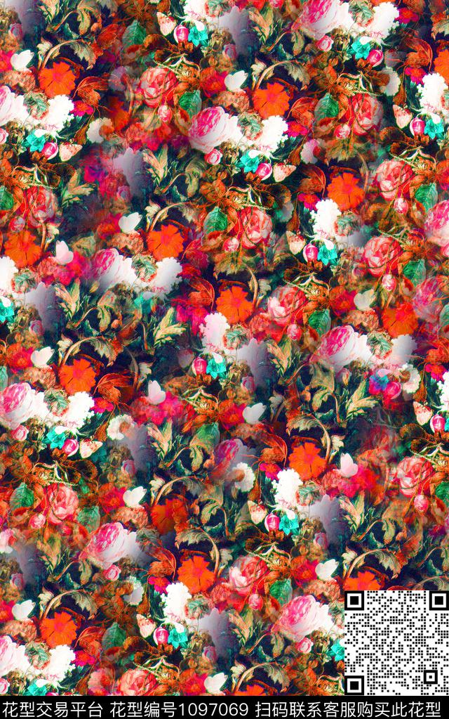 花卉写实花卉油画华亿平台数码印花华亿平台下载（图片编号: 1097069） - 瓦栏（Walan）