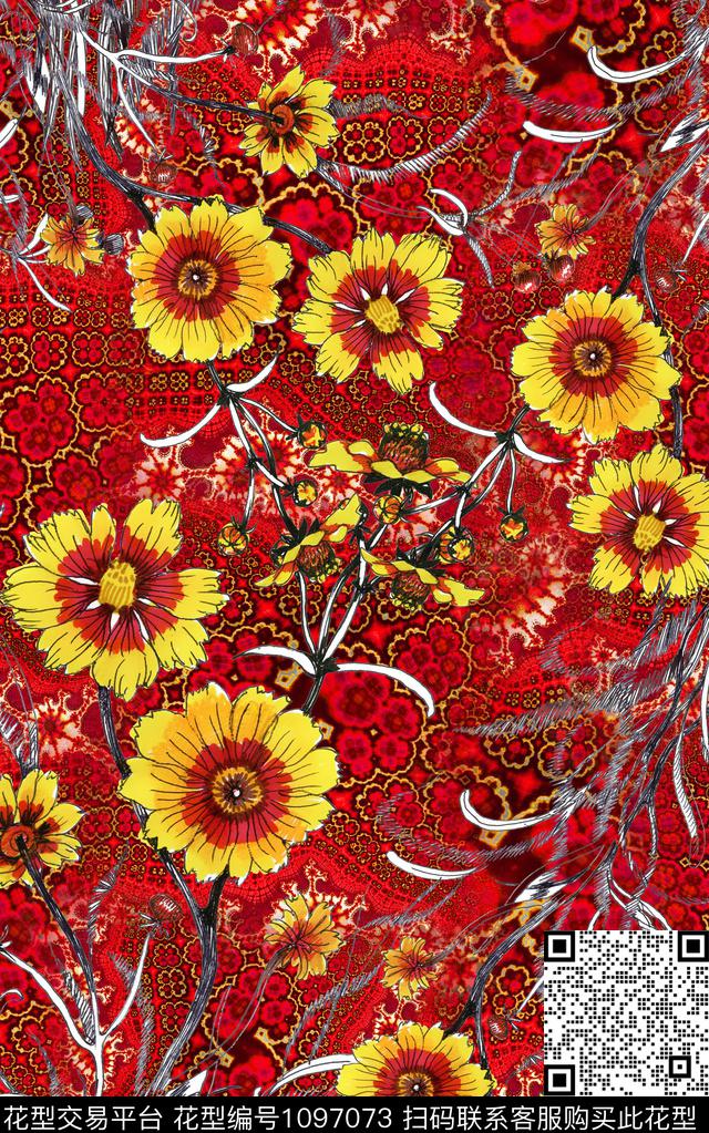 小碎花肌理花卉数码印花华亿平台下载（图片编号: 1097073） - 瓦栏（Walan）