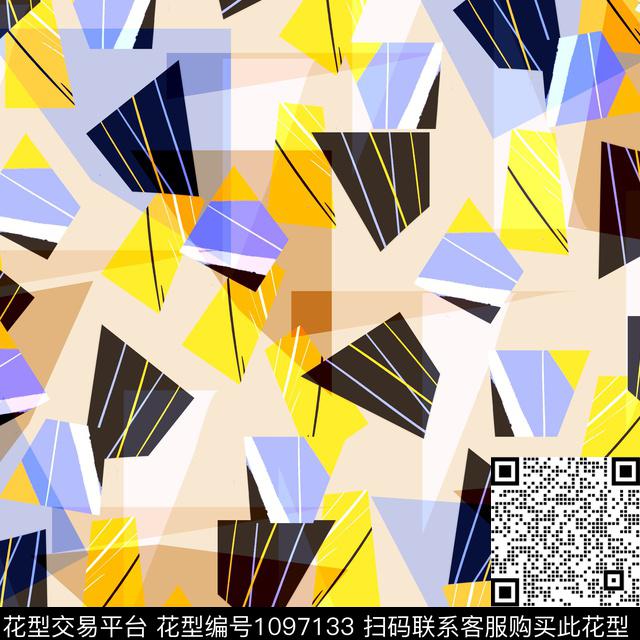 春夏华亿平台几何数码印花华亿平台下载（图片编号: 1097133） - 瓦栏（Walan）