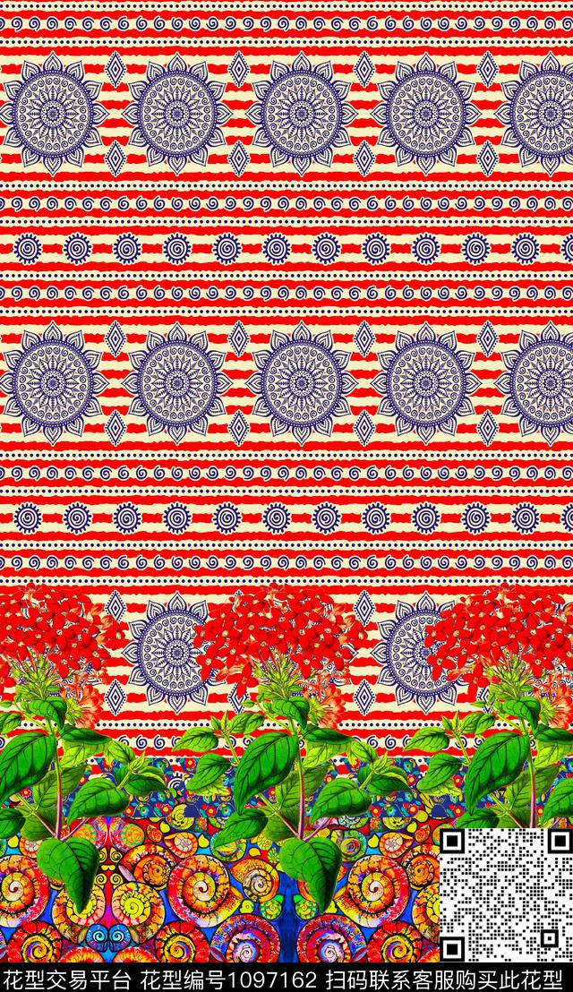 波西米亚民族风复古数码印花华亿平台下载（图片编号: 1097162） - 瓦栏（Walan）