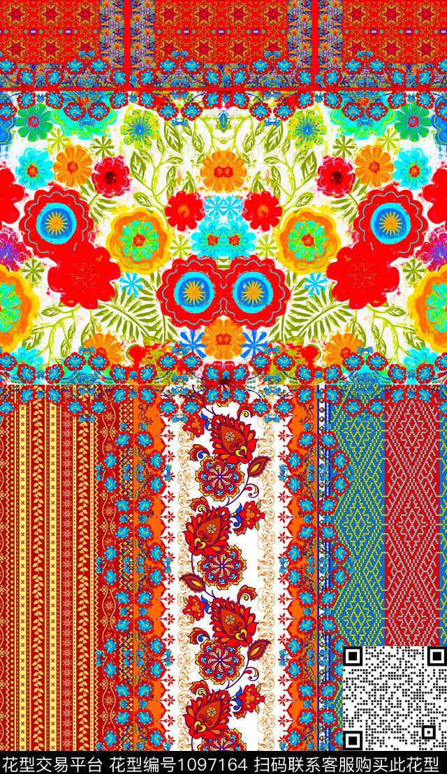 波西米亚民族风复古数码印花华亿平台下载（图片编号: 1097164） - 瓦栏（Walan）
