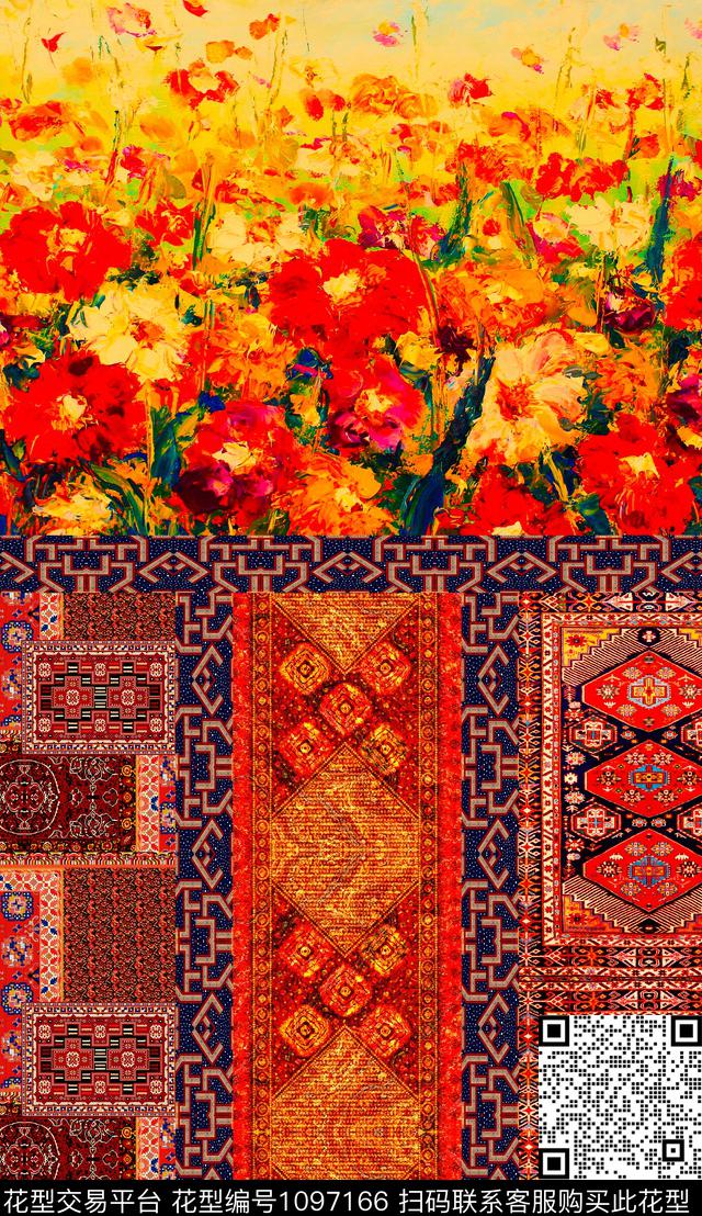 波西米亚民族风复古数码印花华亿平台下载（图片编号: 1097166） - 瓦栏（Walan）