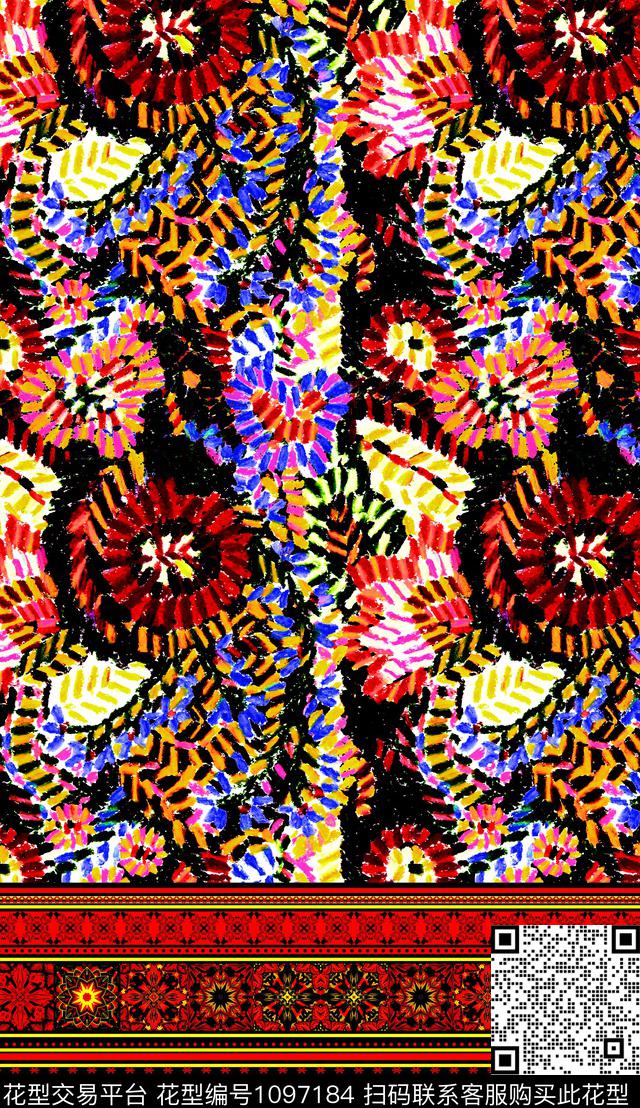 波西米亚民族风复古数码印花华亿平台下载（图片编号: 1097184） - 瓦栏（Walan）