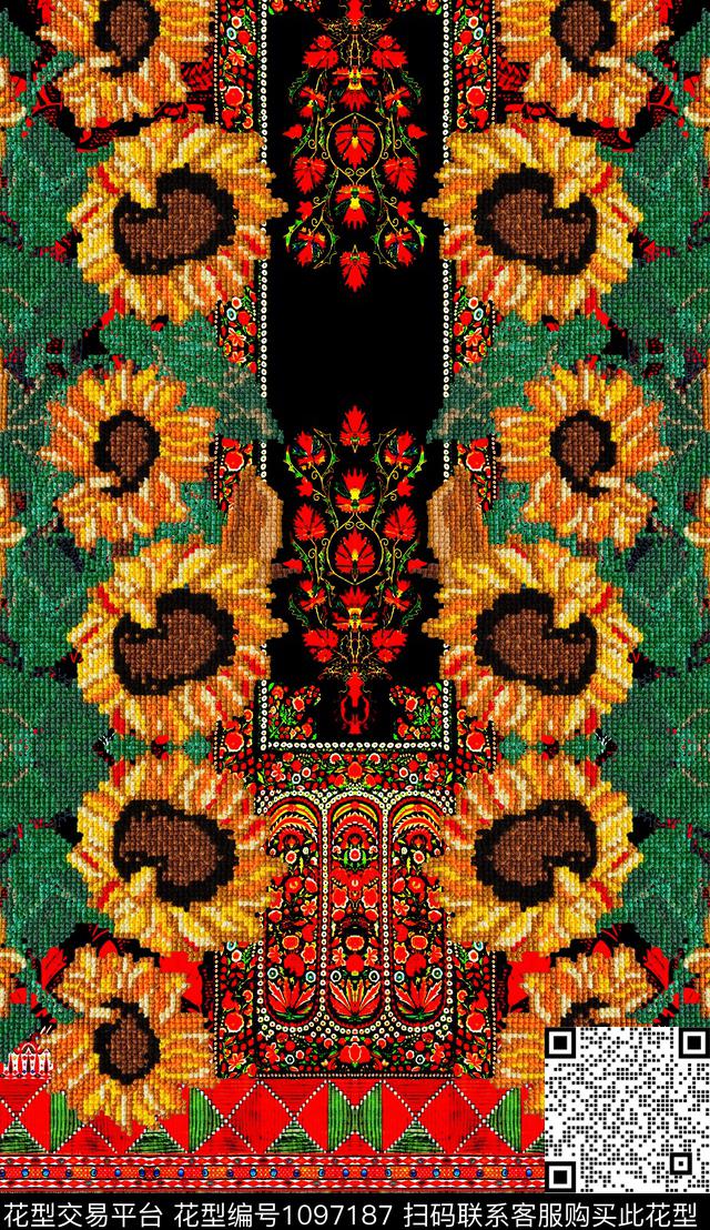 波西米亚民族风复古数码印花华亿平台下载（图片编号: 1097187） - 瓦栏（Walan）