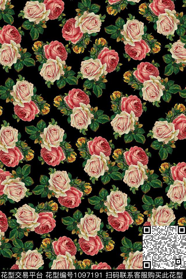 艺术定位花抽象数码印花华亿平台下载（图片编号: 1097191） - 瓦栏（Walan）