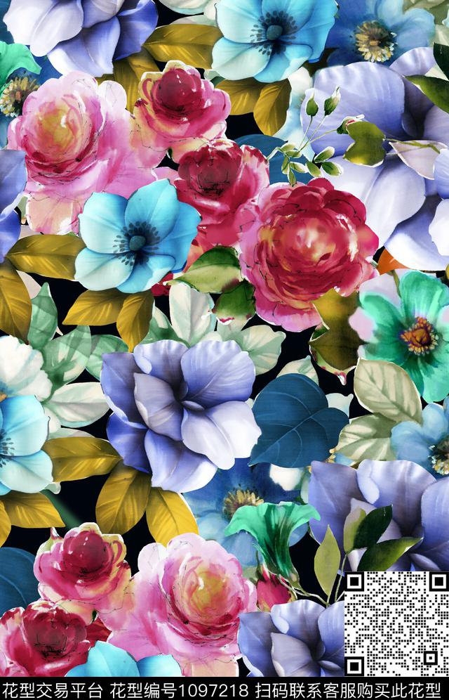 数码华亿平台花卉女装数码印花华亿平台下载（图片编号: 1097218） - 瓦栏（Walan）