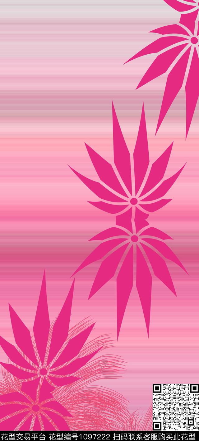 创意抽象花卉数码印花华亿平台下载（图片编号: 1097222） - 瓦栏（Walan）
