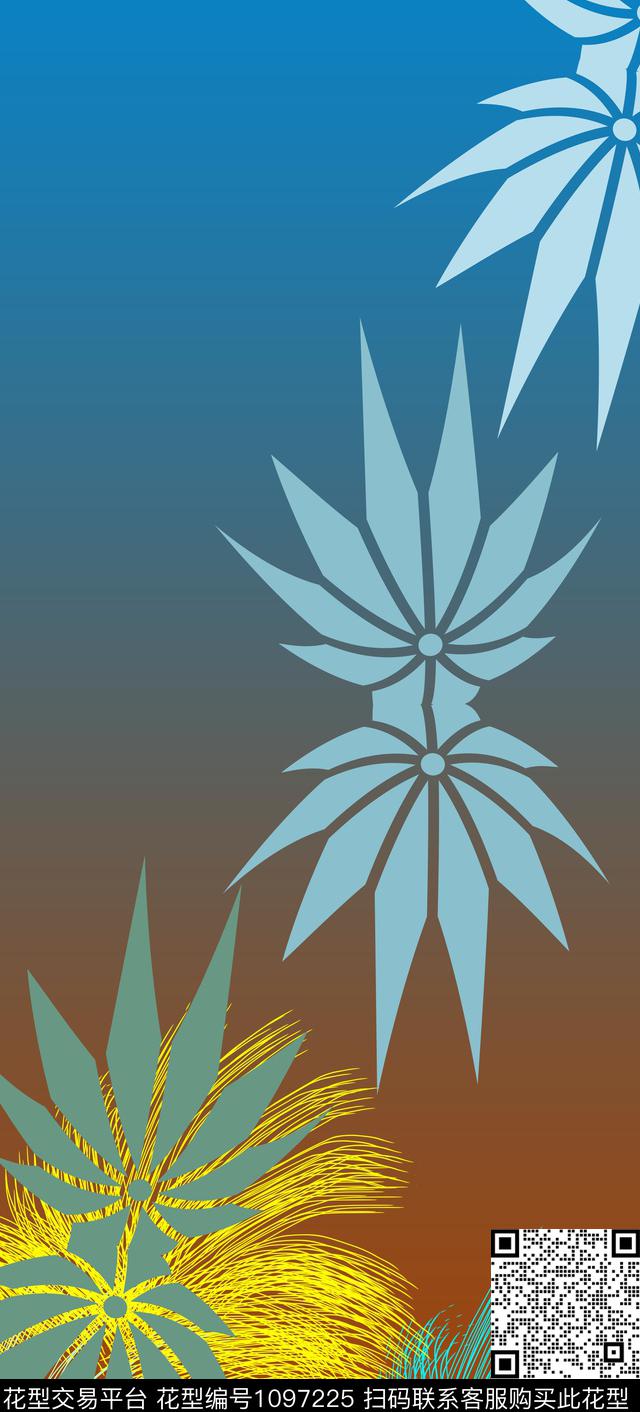 创意抽象花卉数码印花华亿平台下载（图片编号: 1097225） - 瓦栏（Walan）