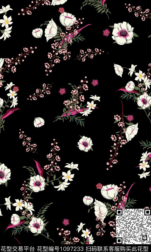 小碎花花卉复古数码印花华亿平台下载（图片编号: 1097233） - 瓦栏（Walan）