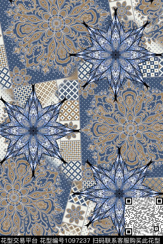 欧洲复古大牌风数码印花华亿平台下载（图片编号: 1097237） - 瓦栏（Walan）