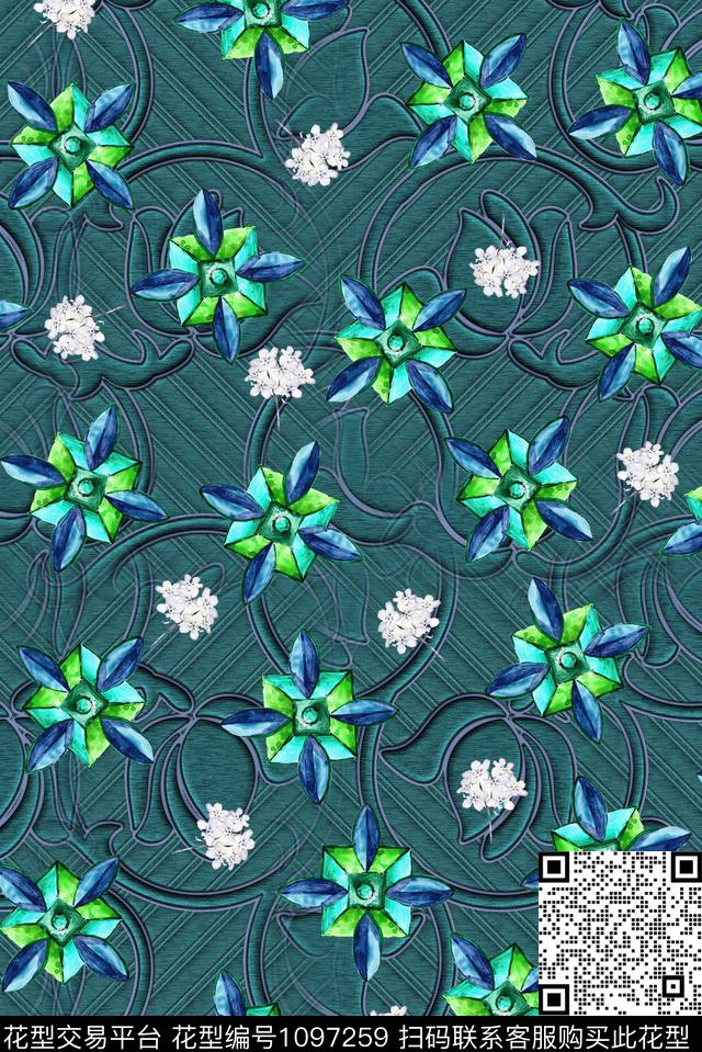 花卉绿植树叶小碎花数码印花华亿平台下载（图片编号: 1097259） - 瓦栏（Walan）