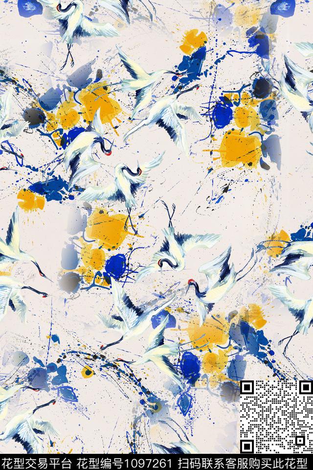 花卉抽象花卉大牌风数码印花华亿平台下载（图片编号: 1097261） - 瓦栏（Walan）