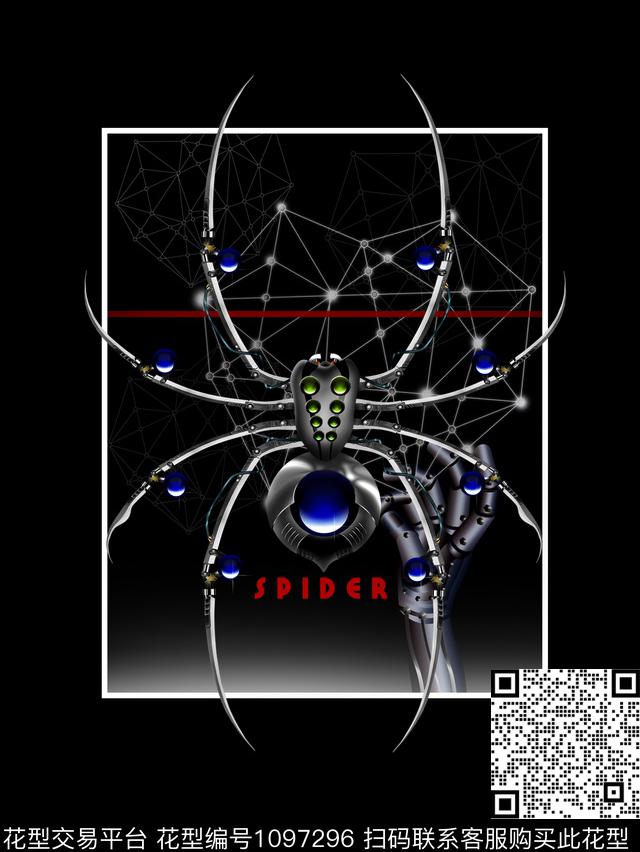 字母男T机械蜘蛛数码印花华亿平台下载（图片编号: 1097296） - 瓦栏（Walan）