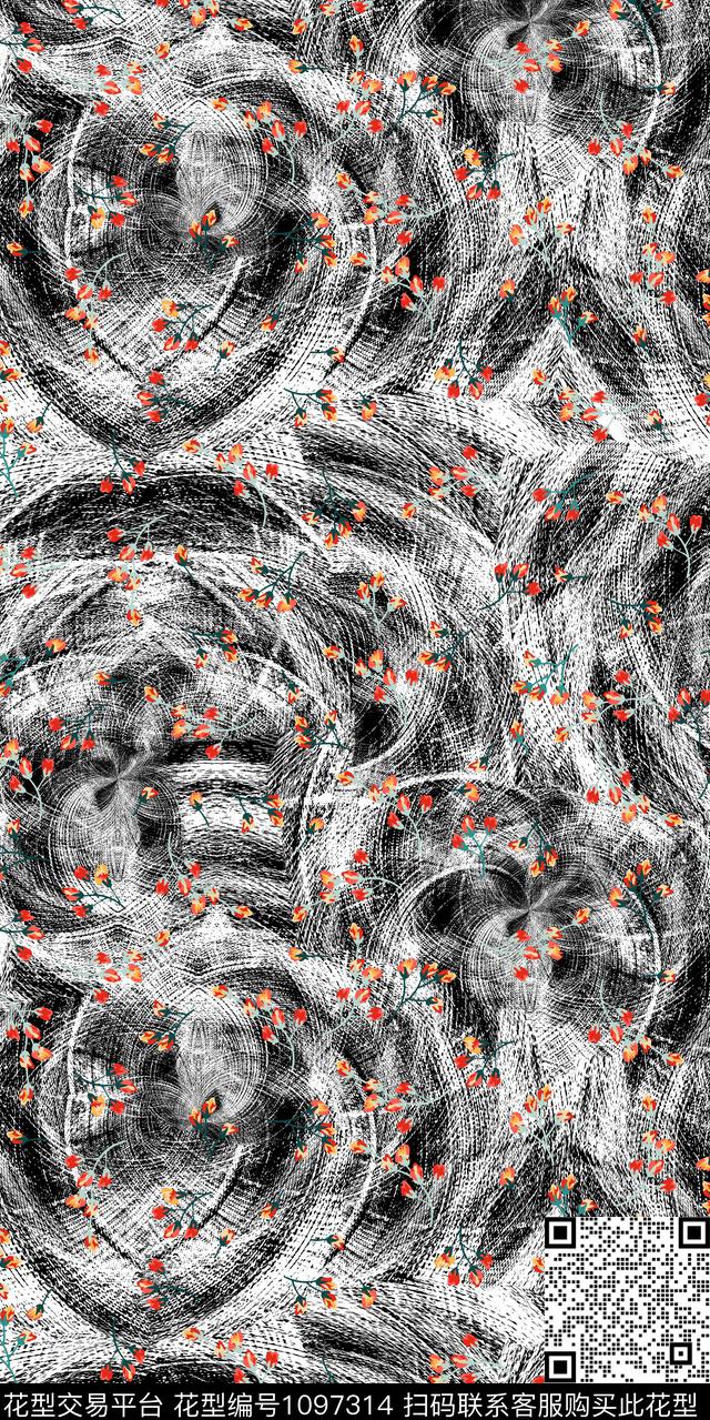 小碎花数码华亿平台抽象数码印花华亿平台下载（图片编号: 1097314） - 瓦栏（Walan）