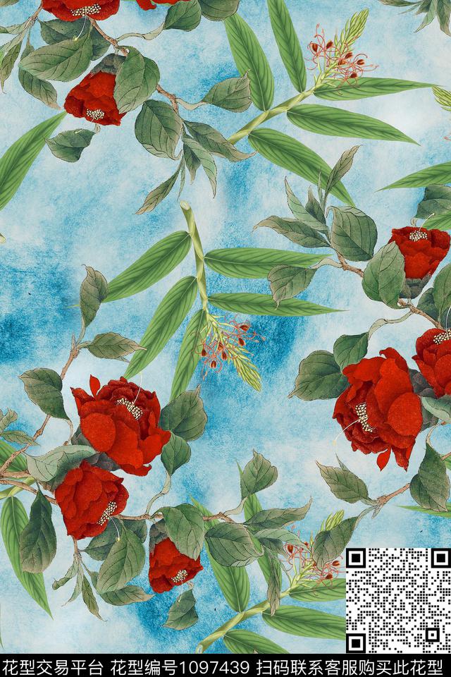 肌理休闲花卉数码印花华亿平台下载（图片编号: 1097439） - 瓦栏（Walan）