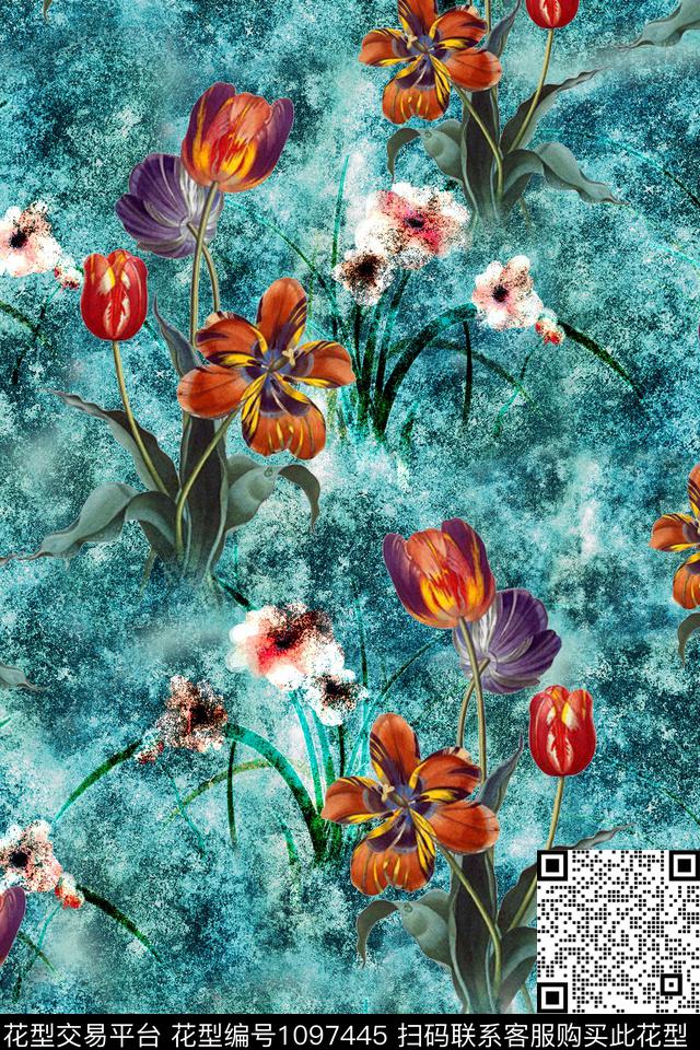 肌理休闲花卉数码印花华亿平台下载（图片编号: 1097445） - 瓦栏（Walan）