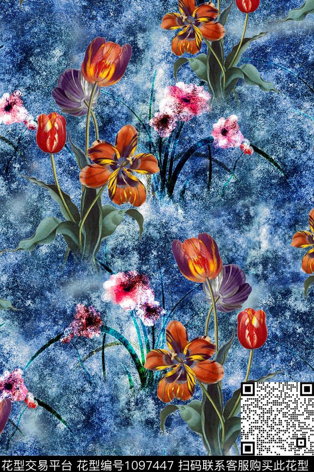 肌理休闲花卉数码印花华亿平台下载（图片编号: 1097447） - 瓦栏（Walan）
