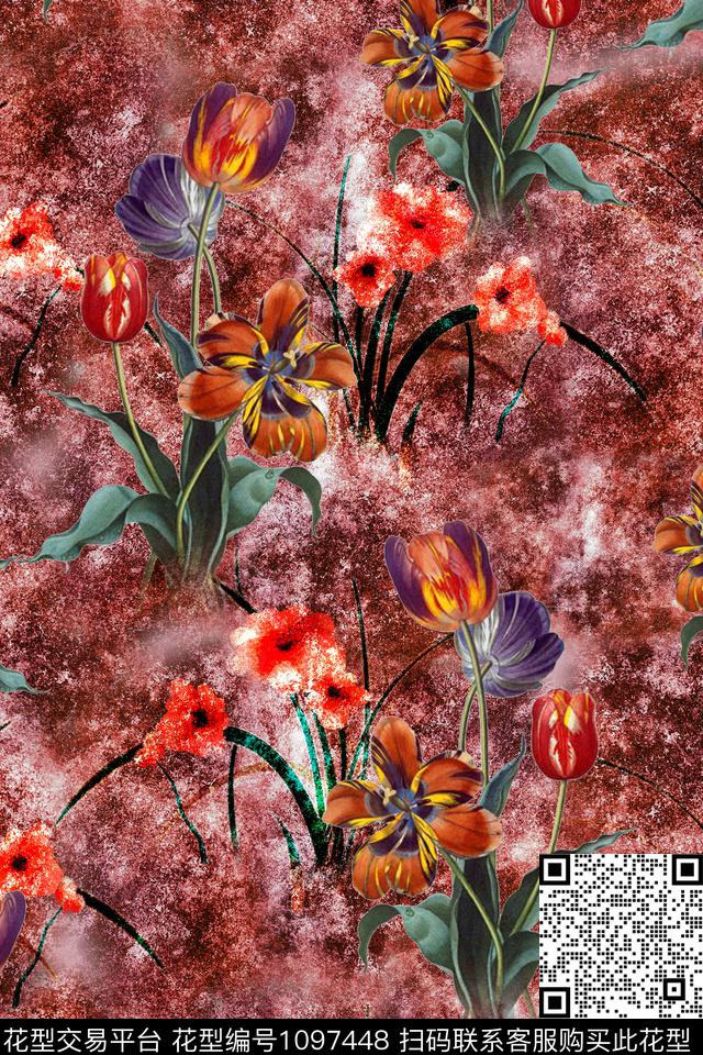 肌理休闲花卉数码印花华亿平台下载（图片编号: 1097448） - 瓦栏（Walan）