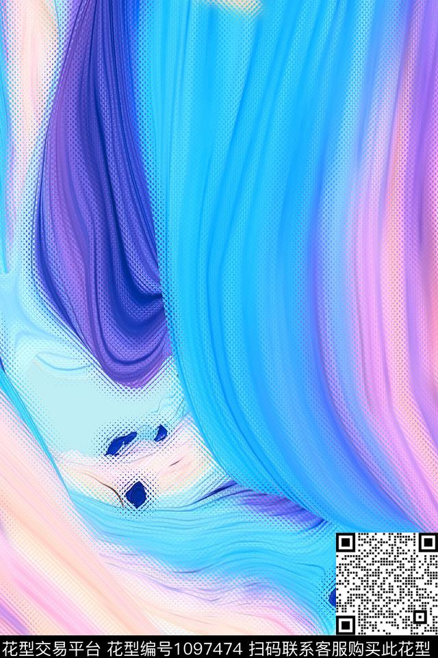 抽象花卉肌理炫彩数码印花华亿平台下载（图片编号: 1097474） - 瓦栏（Walan）