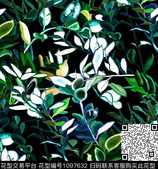 热带华亿平台绿植树叶新品数码印花华亿平台下载（图片编号: 1097632） - 瓦栏（Walan）