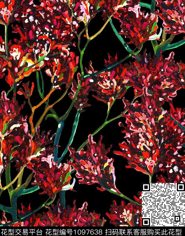 蒲公英虞美人公鸡数码印花华亿平台下载（图片编号: 1097638） - 瓦栏（Walan）