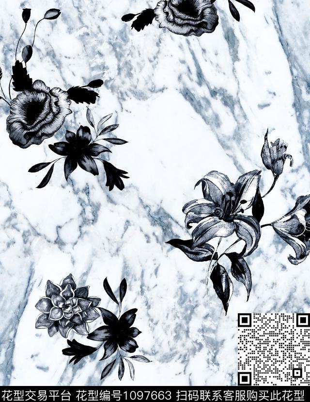 大理石百合数码印花华亿平台下载（图片编号: 1097663） - 瓦栏（Walan）
