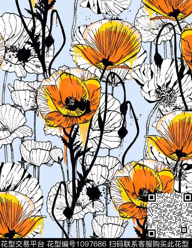 虞美人数码印花华亿平台下载（图片编号: 1097686） - 瓦栏（Walan）