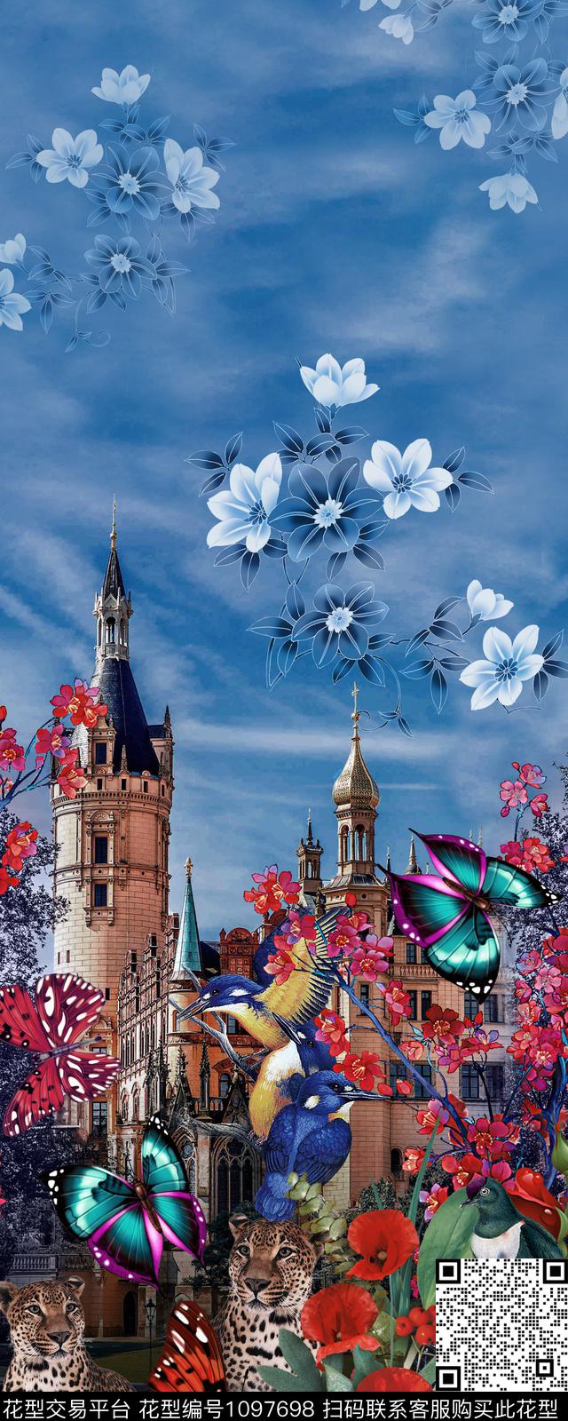 定位花天空欧式风华亿平台数码印花华亿平台下载（图片编号: 1097698） - 瓦栏（Walan）