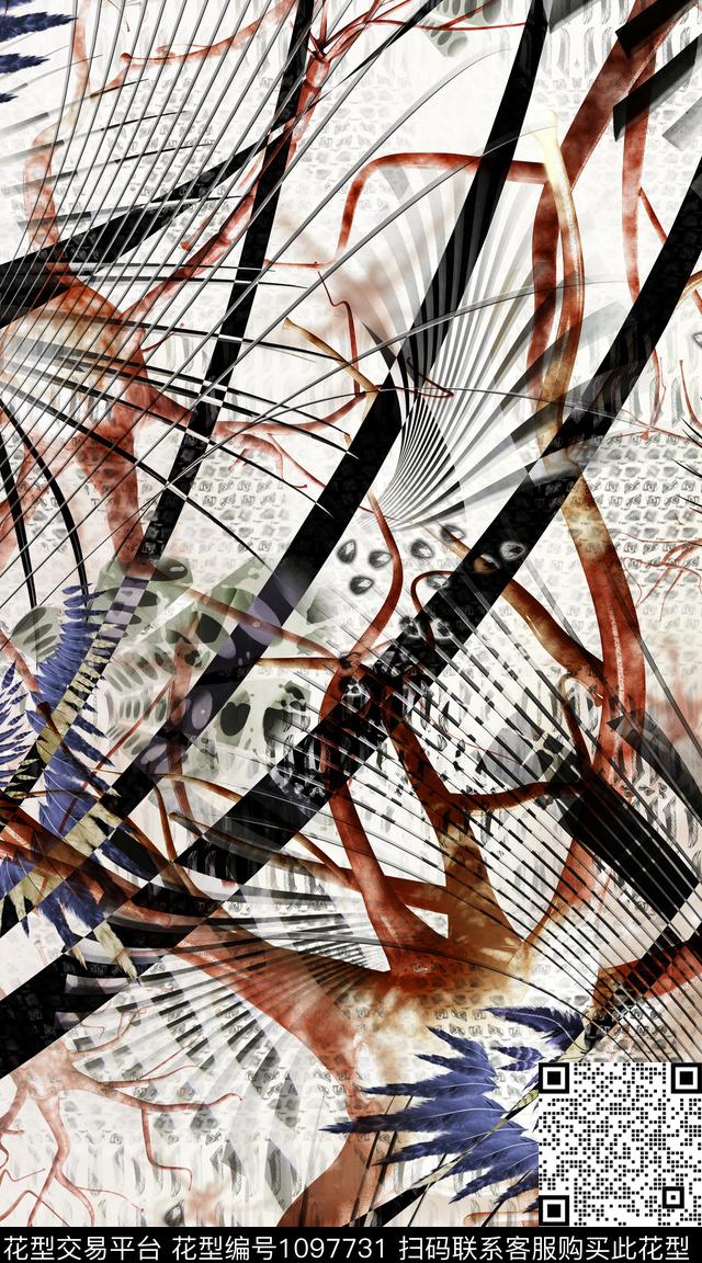 数码华亿平台定位花抽象数码印花华亿平台下载（图片编号: 1097731） - 瓦栏（Walan）
