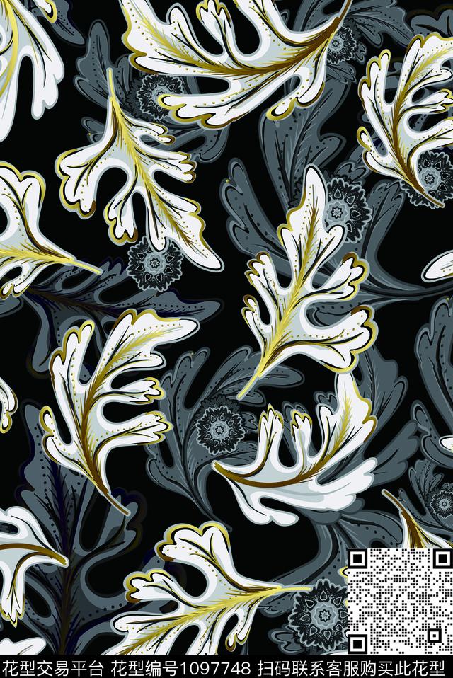 男装绿植树叶复古叶子数码印花华亿平台下载（图片编号: 1097748） - 瓦栏（Walan）