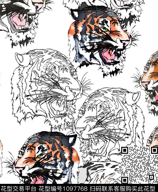 男装老虎年轻女性数码印花华亿平台下载（图片编号: 1097768） - 瓦栏（Walan）