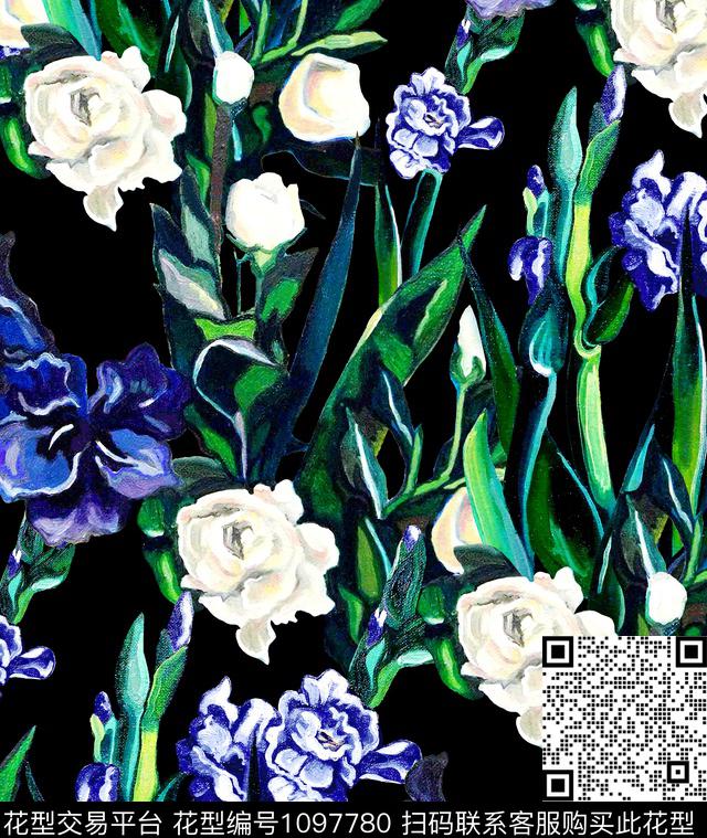 绿植树叶热带华亿平台手绘花卉数码印花华亿平台下载（图片编号: 1097780） - 瓦栏（Walan）