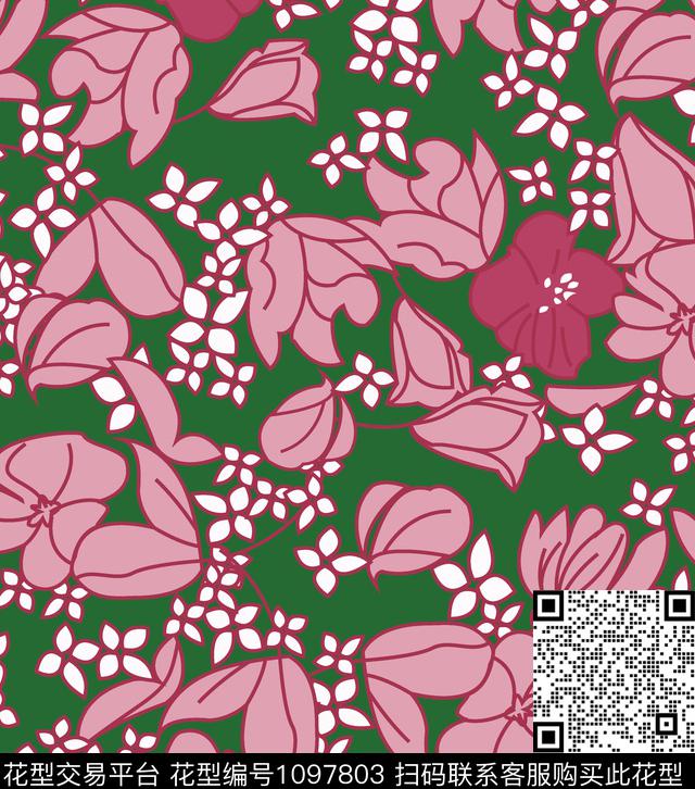 抽象欧洲小碎花数码印花华亿平台下载（图片编号: 1097803） - 瓦栏（Walan）