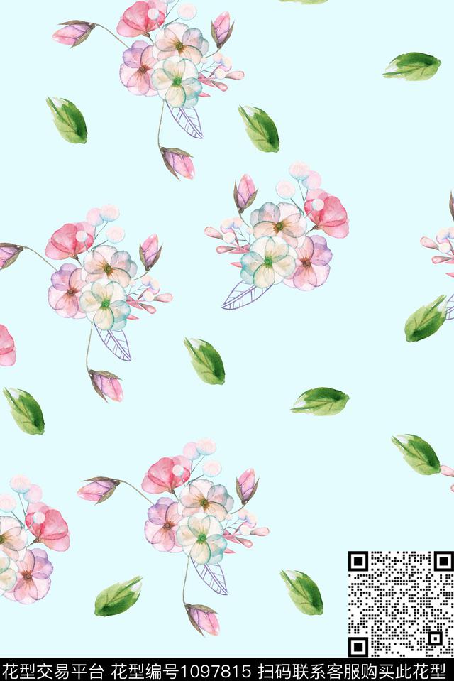 褪色花卉淑女温婉数码印花华亿平台下载（图片编号: 1097815） - 瓦栏（Walan）