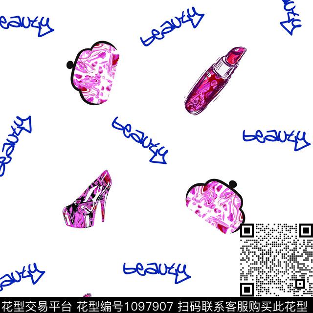 口红字母箱包数码印花华亿平台下载（图片编号: 1097907） - 瓦栏（Walan）