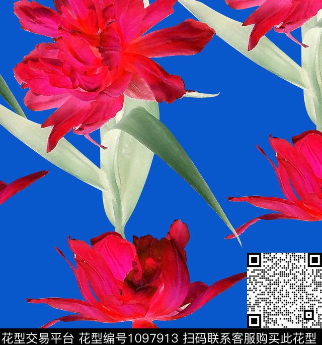 花卉女装年轻女性数码印花华亿平台下载（图片编号: 1097913） - 瓦栏（Walan）