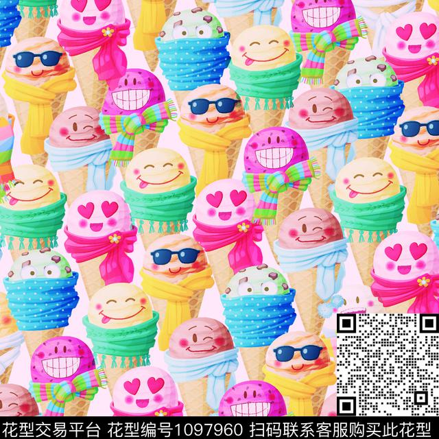 数码华亿平台冰激凌卡通数码印花华亿平台下载（图片编号: 1097960） - 瓦栏（Walan）