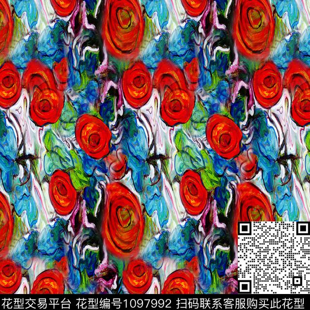 数码华亿平台抽象女装数码印花华亿平台下载（图片编号: 1097992） - 瓦栏（Walan）