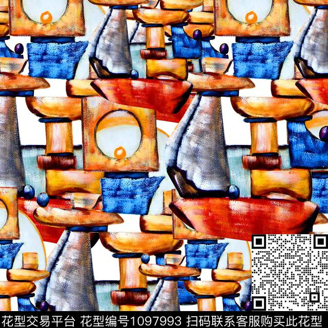 数码华亿平台抽象女装数码印花华亿平台下载（图片编号: 1097993） - 瓦栏（Walan）