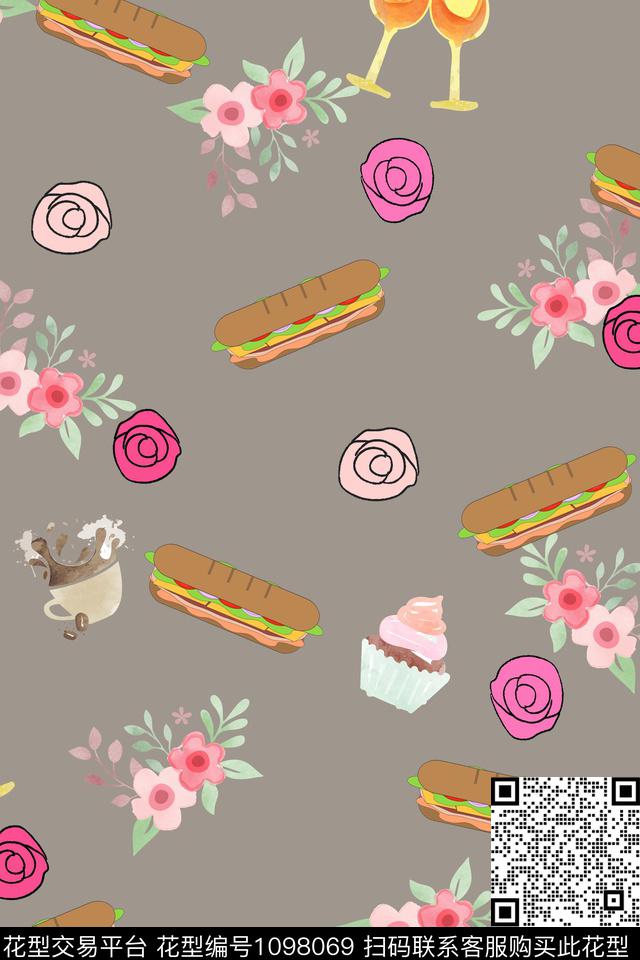 小碎花数码华亿平台冰激凌数码印花华亿平台下载（图片编号: 1098069） - 瓦栏（Walan）