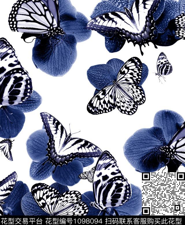 蝴蝶鸟/昆虫数码印花华亿平台下载（图片编号: 1098094） - 瓦栏（Walan）