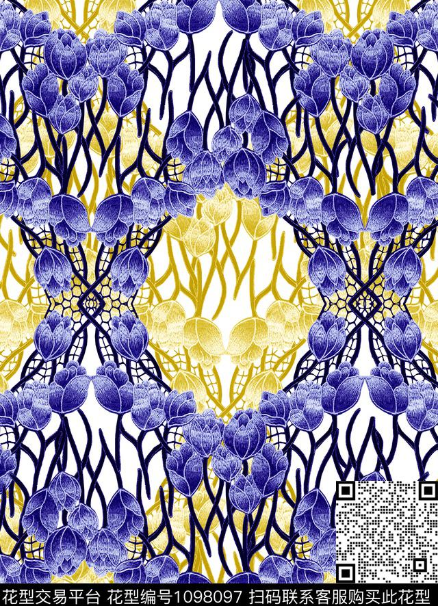 小碎花网布蕾丝绣花华亿平台数码印花华亿平台下载（图片编号: 1098097） - 瓦栏（Walan）