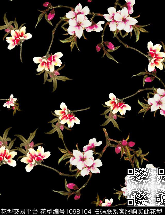 小碎花桃花樱花数码印花华亿平台下载（图片编号: 1098104） - 瓦栏（Walan）