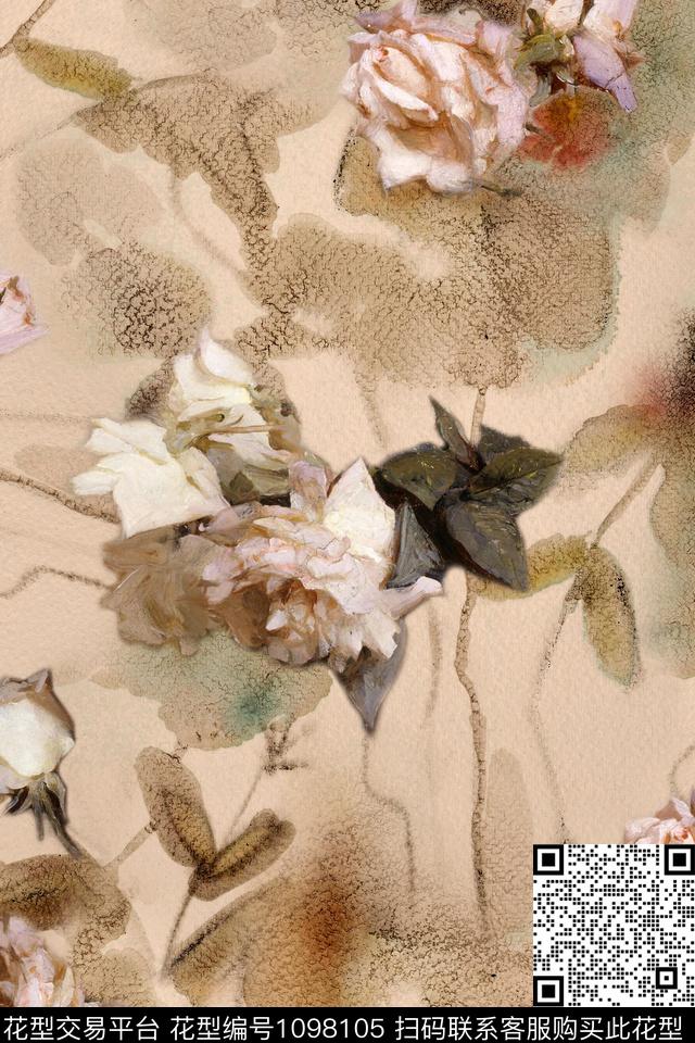 素雅花卉底纹数码印花华亿平台下载（图片编号: 1098105） - 瓦栏（Walan）