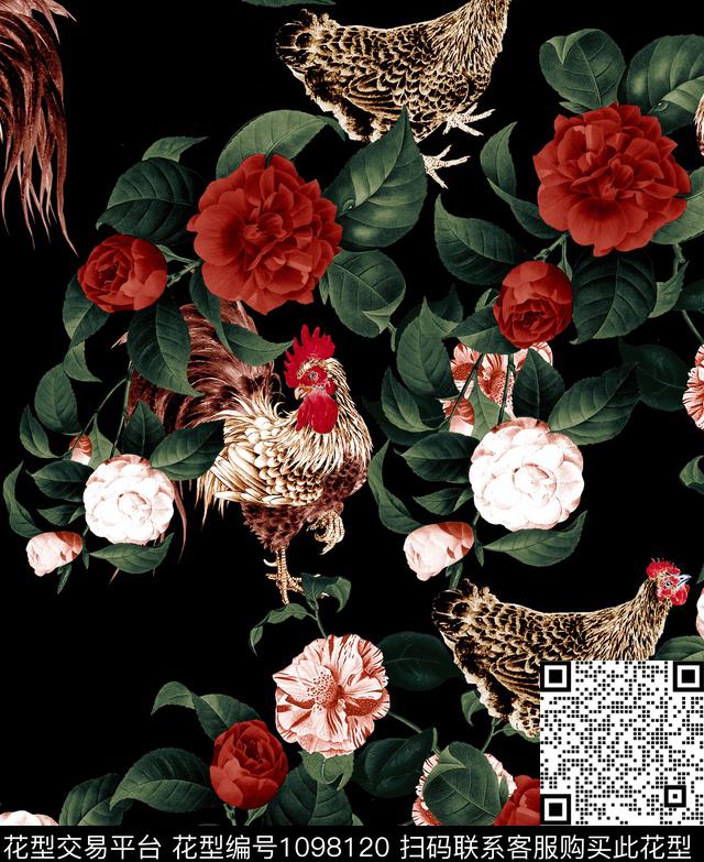 玫瑰花数码印花华亿平台下载（图片编号: 1098120） - 瓦栏（Walan）