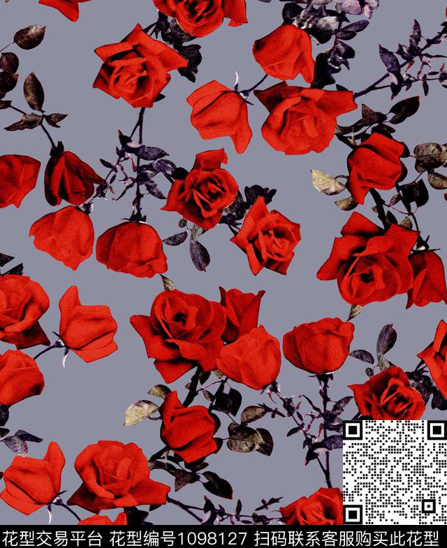 郁金香玫瑰花茶花数码印花华亿平台下载（图片编号: 1098127） - 瓦栏（Walan）
